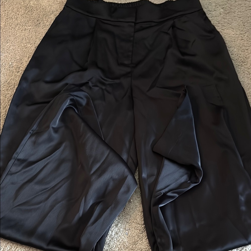 Elegant Black Satin Pants 007C